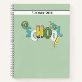 Ontwerp je eigen naam School Practice Green Notitieboek (Voorkant)