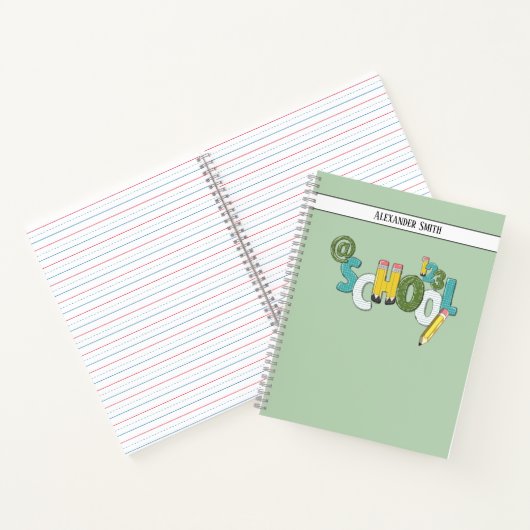 Ontwerp je eigen naam School Practice Green Notitieboek (Binnen)