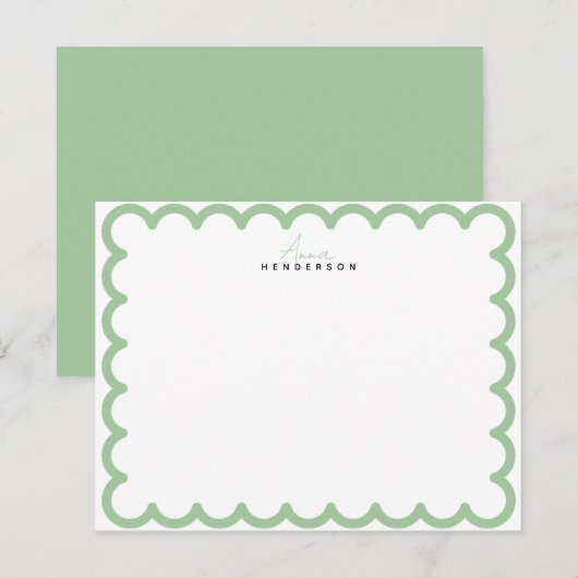 Ontwerp je eigen Note Kaart Grijze Tartan Rand Notitiekaartje (Voorkant / Achterkant)