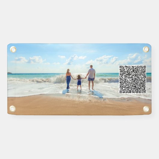 Ontwerp je eigen ontwerp fotobanner met QR-code Spandoek (Horizontaal)