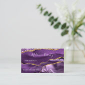 Ontwerp je eigen Paarse Gouden Glitter Visitekaart Visitekaartje (Staand voorkant)