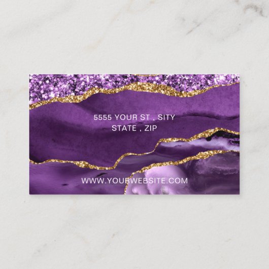 Ontwerp je eigen Paarse Gouden Glitter Visitekaart Visitekaartje (Achterkant)