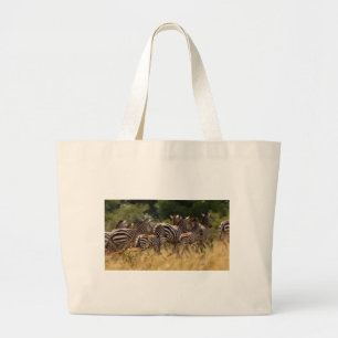 Ontwerp je eigen prachtige zebra migratie Mara Grote Tote Bag