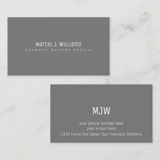 Ontwerp je eigen professionele neutrale grijs visitekaartje (Voorkant / Achterkant)