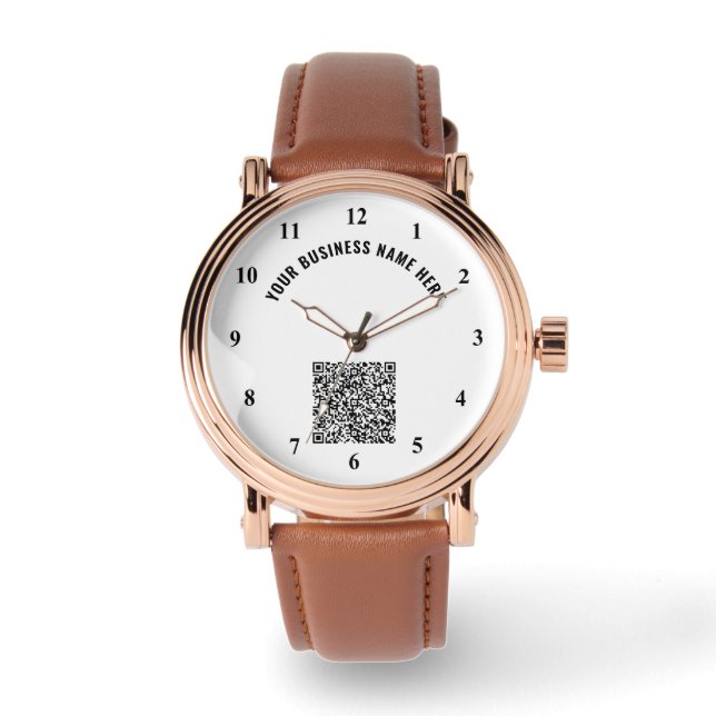 Ontwerp Je Eigen QR Code Aangepaste Tekst Horloge  (Voorkant)