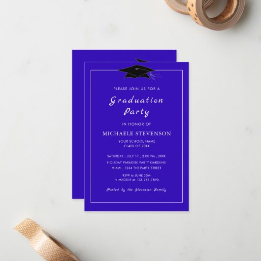 Ontwerp je eigen QR Code Afstuderen Invitation Notitiekaartje (Voorkant / Achterkant in situ)