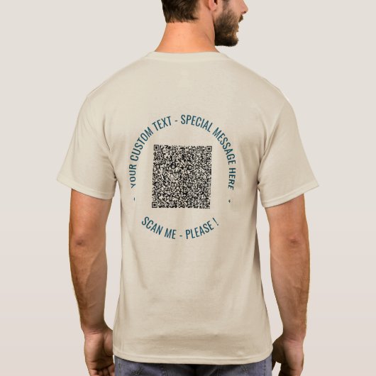 Ontwerp je eigen QR-code en aangepaste tekst T-shi T-shirt (Achterkant)