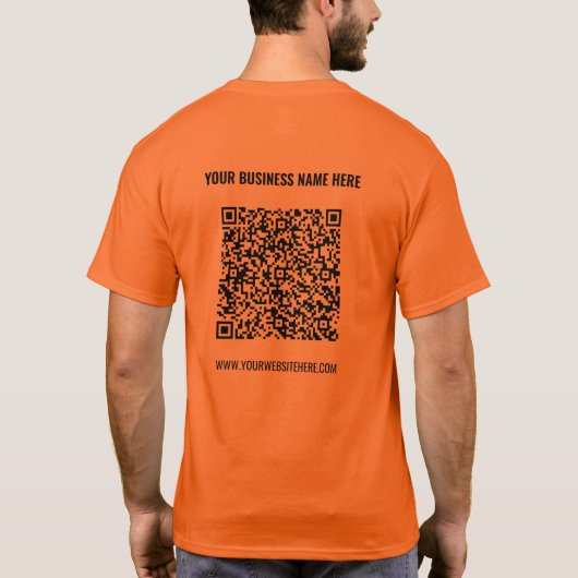 Ontwerp je eigen QR Code en Tekst Business T-Shirt (Achterkant)