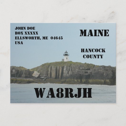 Ontwerp je eigen QSL HAM Radio Operator Vuurtoren Briefkaart (Voorkant)