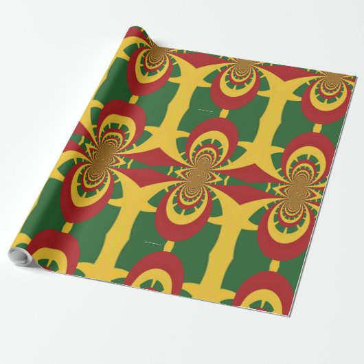 Ontwerp je eigen Rasta Kleuren Rood Goud en Groen Cadeaupapier (Uitgerold)