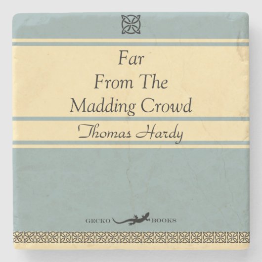 Ontwerp je eigen Retro Book Hoesje Stenen Onderzetter (Voorkant)