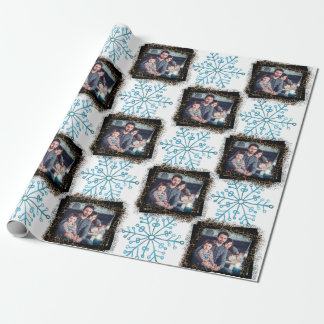 Ontwerp Je Eigen Sneeuwvlok Luipaard Familie Foto Cadeaupapier
