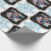 Ontwerp Je Eigen Sneeuwvlok Luipaard Familie Foto Cadeaupapier (Hoek)