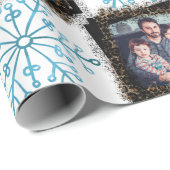 Ontwerp Je Eigen Sneeuwvlok Luipaard Familie Foto Cadeaupapier (Rol Hoek)