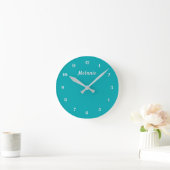 Ontwerp Je Eigen Teal Blauwe Wandklok Aangepaste N (Huis)