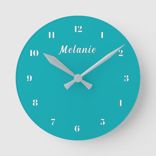 Ontwerp Je Eigen Teal Blauwe Wandklok Aangepaste N (Voorkant)