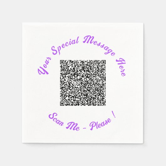 Ontwerp Je Eigen Tekst en QR Code Servetten Sjablo (Voorkant)