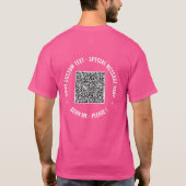 Ontwerp je eigen tekst QR-code T-shirt voorbeeld (Achterkant)