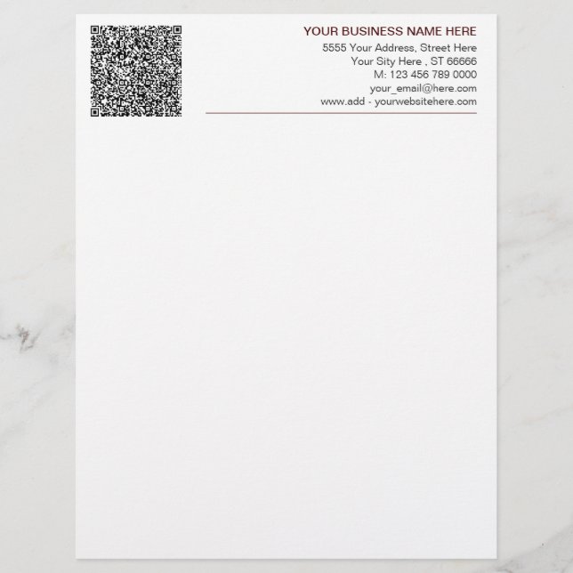 Ontwerp je eigen zakelijke briefhoofd met QR-code (Voorkant)