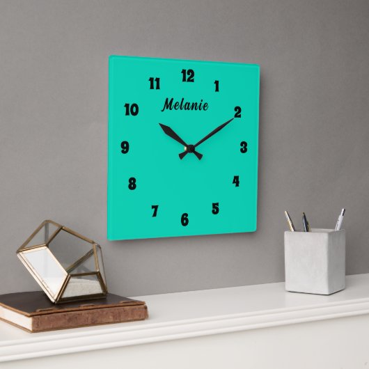 Ontwerp Je Eigen Zwarte en Turquoise Klok Aangepas (Kantoor)