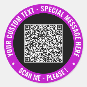 Ontwerp je QR-code aangepaste tekst en kleursticke Ronde Sticker