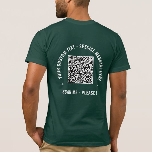 Ontwerp je QR-code T-shirt Gepersonaliseerde tekst (Achterkant)