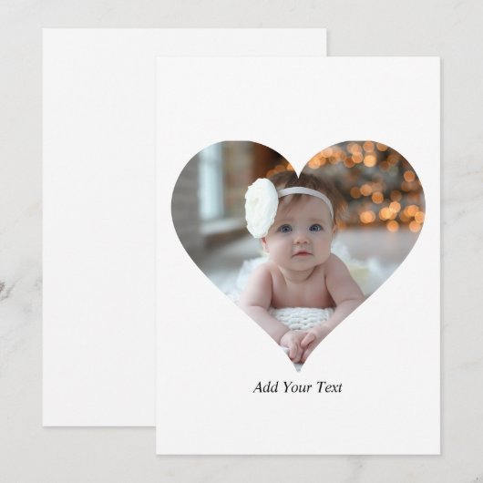 Ontwerp Jouw Eigen Enkel Hartvormig Foto Feestdagenkaart (Voorkant / Achterkant)