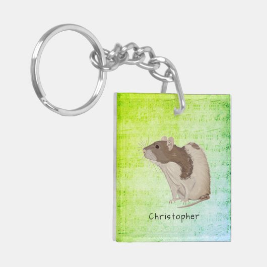 Ontwerp Jouw naam Rat. toevoegen Sleutelhanger (Voorkant Links)