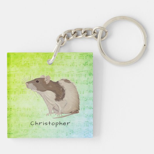 Ontwerp Jouw naam Rat. toevoegen Sleutelhanger (Achterkant)