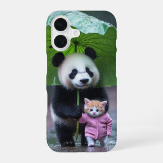 Ontwerp kat en panda iPhone 16 hoesje