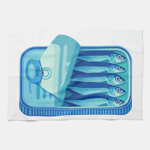 Ontwerp keukenhanddoek met pilchards
