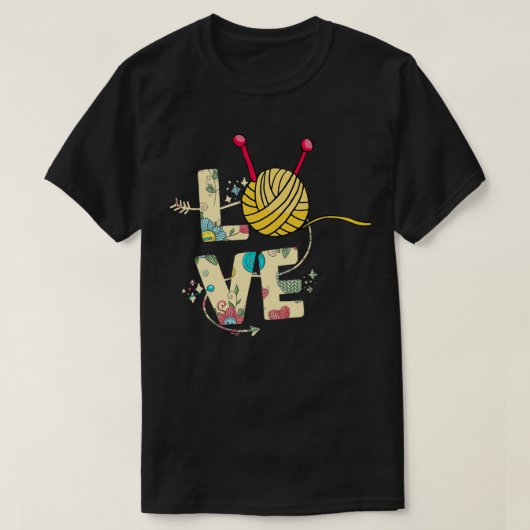 Ontwerp Knitter Crochet Love Knit en Croc T-shirt (Design voorkant)