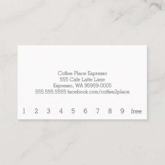 Ontwerp Koffie op tafel Eenvoudige Loyaliteit Drin Klantenkaartje (Achterkant)