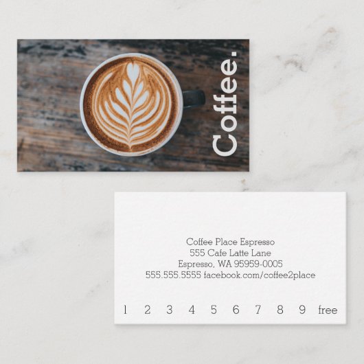 Ontwerp Koffie op tafel Eenvoudige Loyaliteit Drin Klantenkaartje (Voorkant / Achterkant)