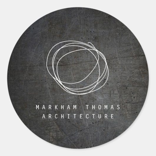 Ontwerp krabbel logo op zwarte grunge metaal ronde sticker (Voorkant)