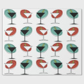 Ontwerp martini-glaspatroon met stijl van 1950 cadeaupapier (Vlak)