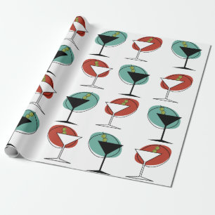 Ontwerp martini-glaspatroon met stijl van 1950 cadeaupapier