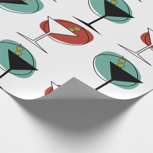 Ontwerp martini-glaspatroon met stijl van 1950 cadeaupapier (Hoek)