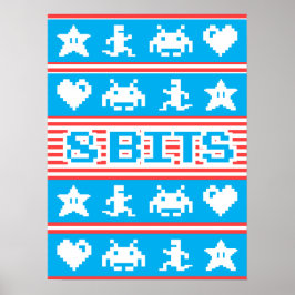 Ontwerp met 8 bits, videogame met arcade poster