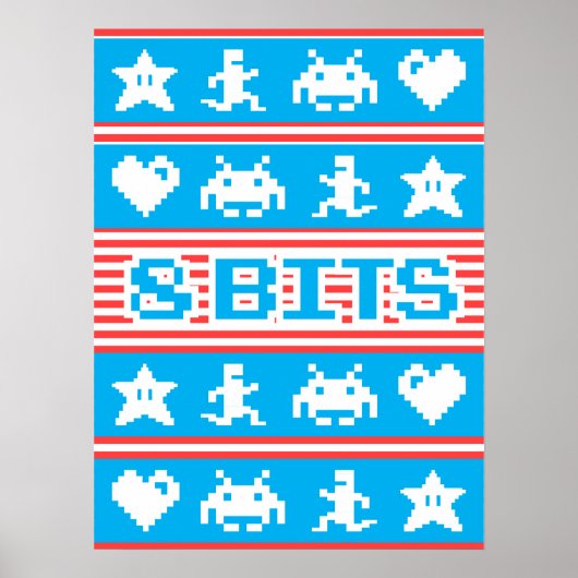 Ontwerp met 8 bits, videogame met arcade poster (Voorkant)