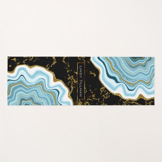 Ontwerp met blauw, goud en zwart gegolfd getoon yogamat (Voorkant (horizontaal))