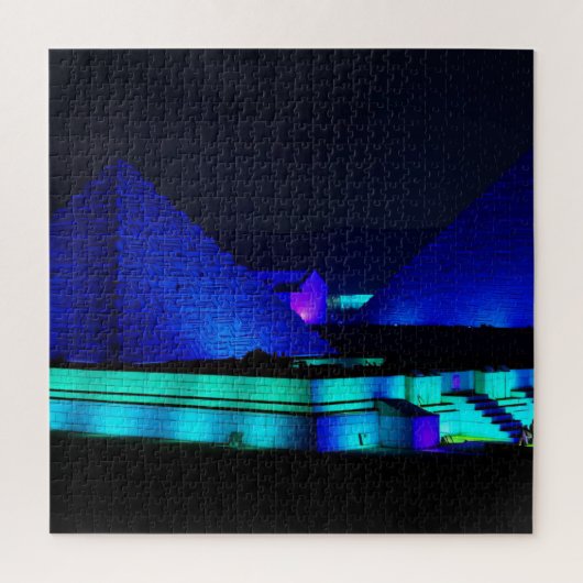 Ontwerp met blauwe piramides legpuzzel (Verticaal)