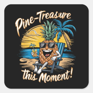 Ontwerp met een ananas in een strand vierkante sticker