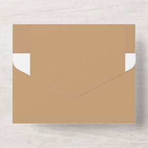 Ontwerp met een bruine achtergrond en witte rand all in one uitnodiging