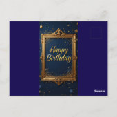 Ontwerp met een gouden lijst op een marineblauwe k briefkaart (Achterkant)