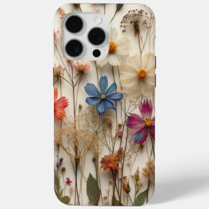 Ontwerp met geperste bloemen Heldere bloem telefoo iPhone 15 Pro Max Hoesje