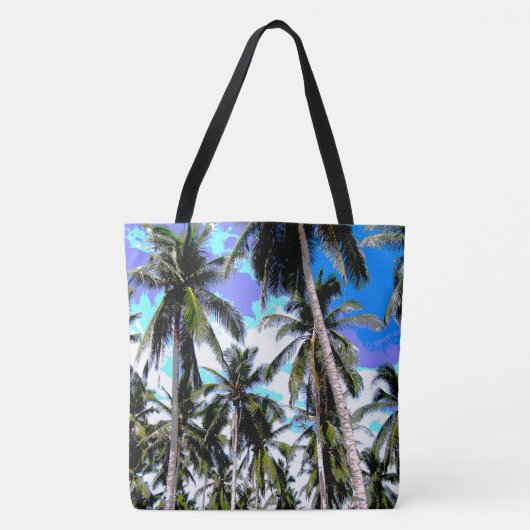 Ontwerp met geposteriseerde kleurenpalmbomen tote bag (Voorkant)