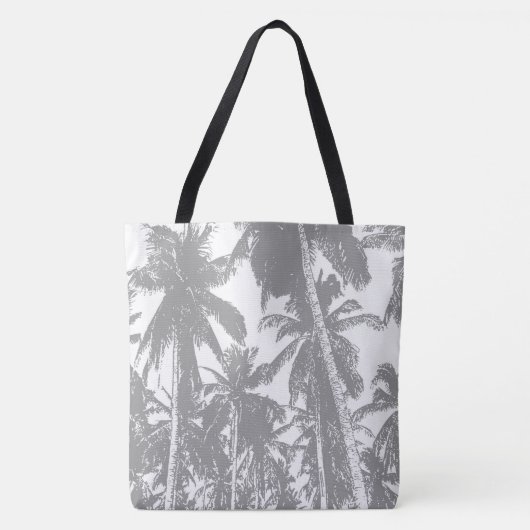 Ontwerp met grijze en witte palmbomen tote bag (Voorkant)