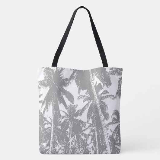 Ontwerp met grijze en witte palmbomen tote bag (Achterkant)