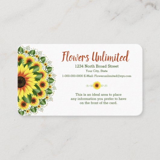 Ontwerp met grote zonnebloemotoren, ideaal voor visitekaartje (Voorkant)